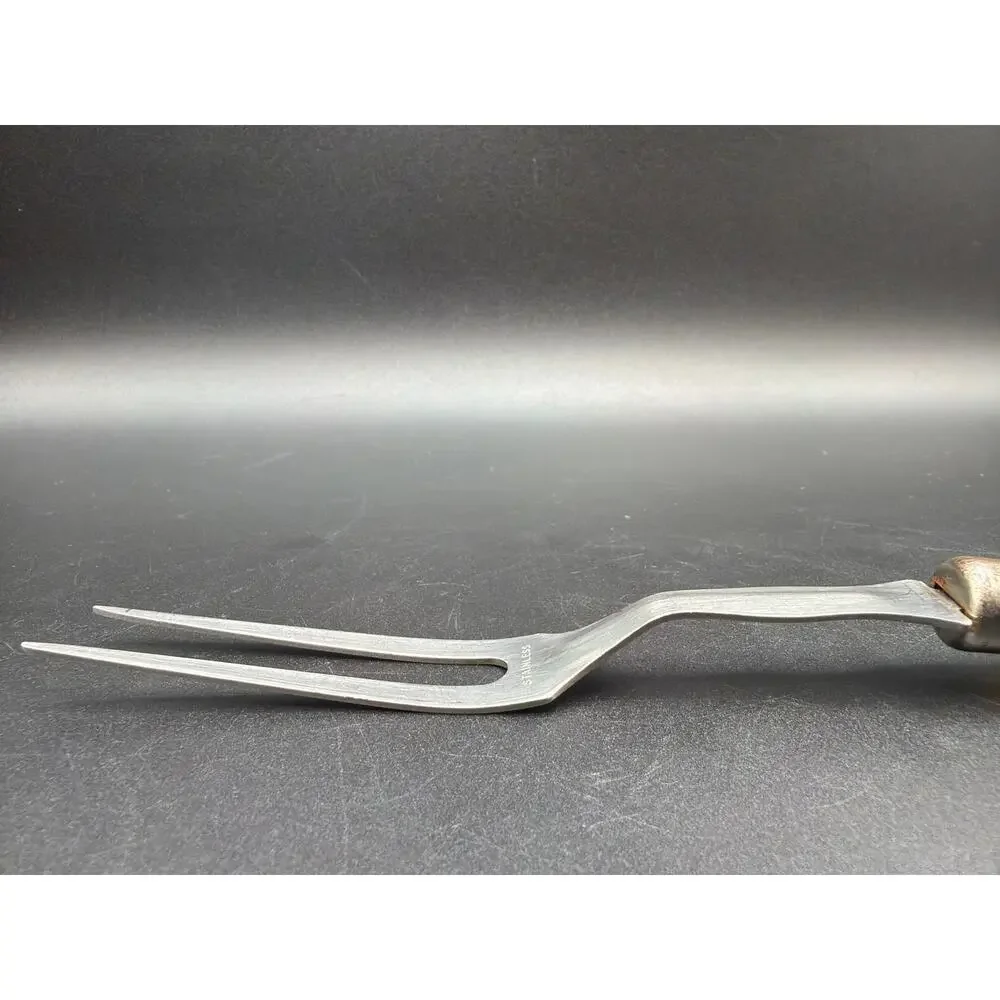 Vintage MCM Carving Fork Bakelite Handle Stainless Meat Serving Fork Mid Century